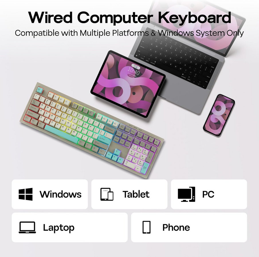 AULA S102 Wired Membrane RGB Gaming Keyboard - Grey – image 7