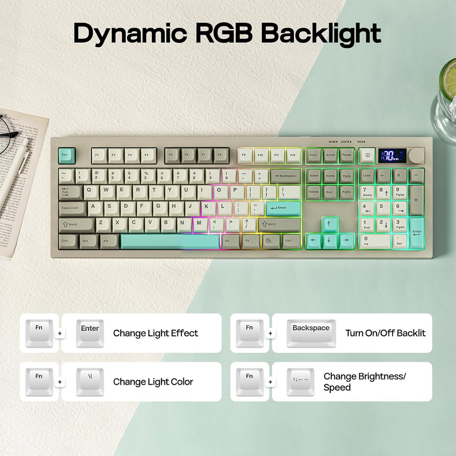 AULA S102 Pro Tri-Mode Wireless Membrane RGB Gaming Keyboard - Grey – image 14