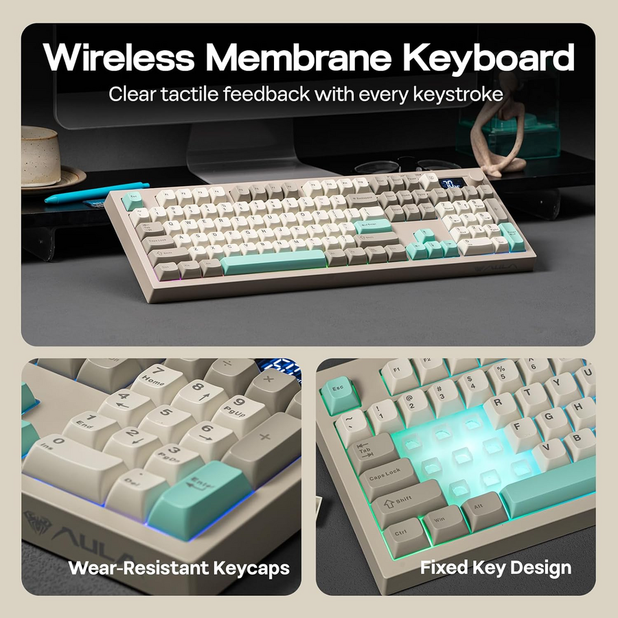 AULA S102 Pro Tri-Mode Wireless Membrane RGB Gaming Keyboard - Grey – image 16