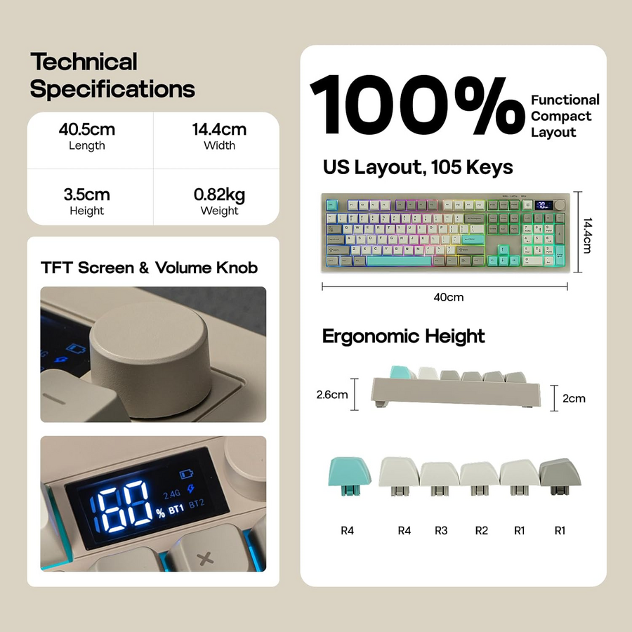 AULA S102 Pro Tri-Mode Wireless Membrane RGB Gaming Keyboard - Grey – image 17