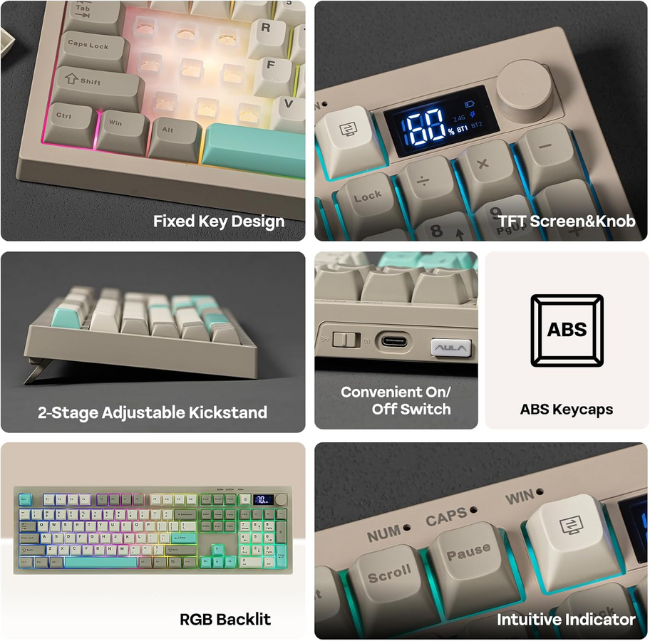 AULA S102 Pro Tri-Mode Wireless Membrane RGB Gaming Keyboard - Grey – image 19