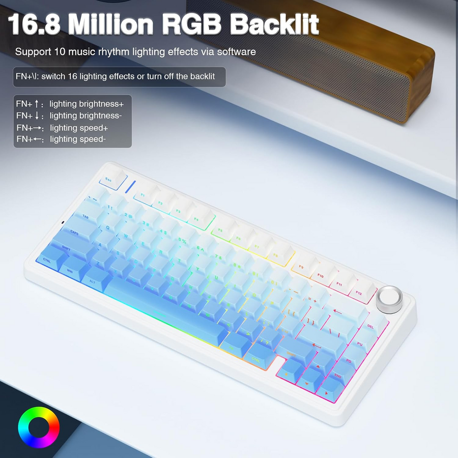 AULA F75 TKL Tri-Mode Wireless Mechanical Gaming Keyboard - Glacier Blue – image 8
