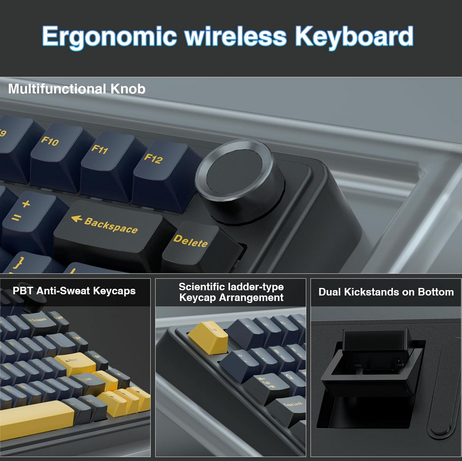 AULA F75 TKL Tri-Mode Wireless Mechanical Gaming Keyboard - Thunder Black – image 4