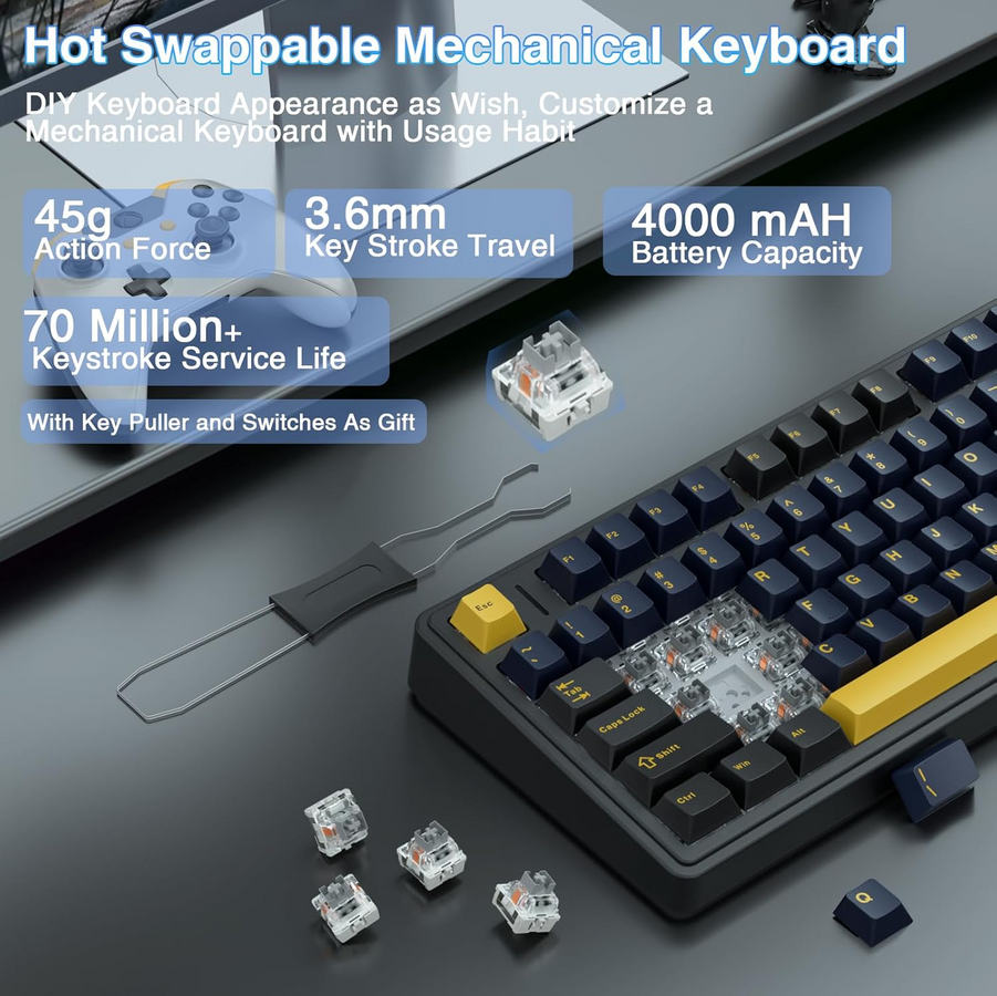 AULA F75 TKL Tri-Mode Wireless Mechanical Gaming Keyboard - Thunder Black – image 5