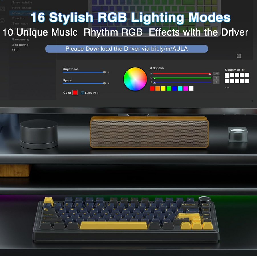 AULA F75 TKL Tri-Mode Wireless Mechanical Gaming Keyboard - Thunder Black – image 6