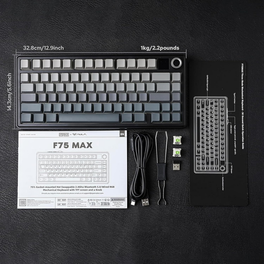 AULA F75 Max TKL Tri-Mode Wireless Mechanical Gaming Keyboard - Glacier Grey – image 8