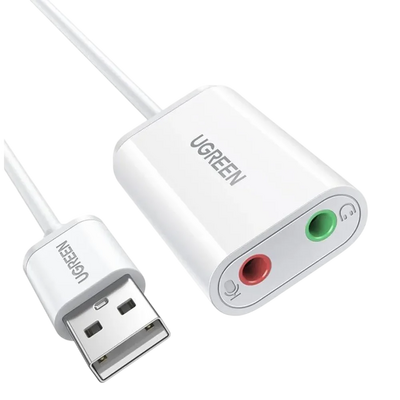محول صوت ستيريو خارجي يوجرين US205 USB 2.0 - أبيض