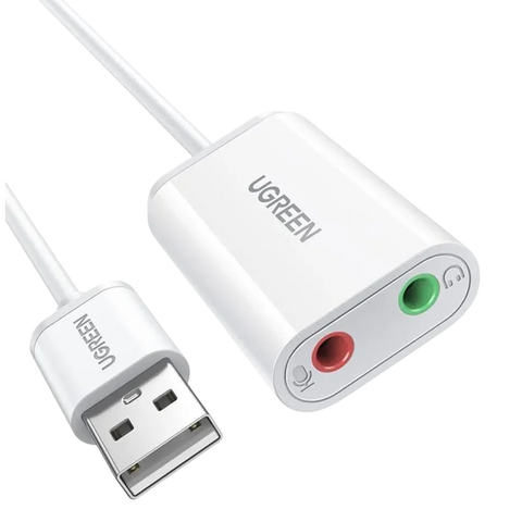 محول صوت ستيريو خارجي يوجرين US205 USB 2.0 - أبيض