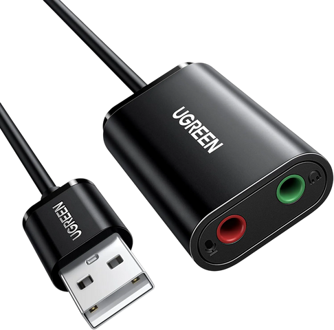 محول صوت ستيريو خارجي يوجرين US205 USB 2.0 - أسود
