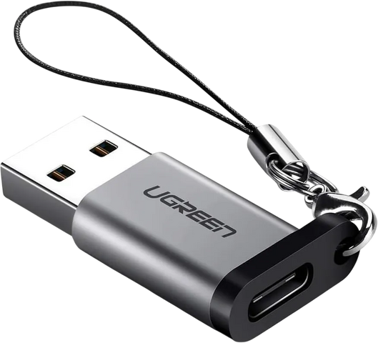 محول يوجرين US276 من USB 3.0-A ذكر إلى USB-C أنثى - رمادي