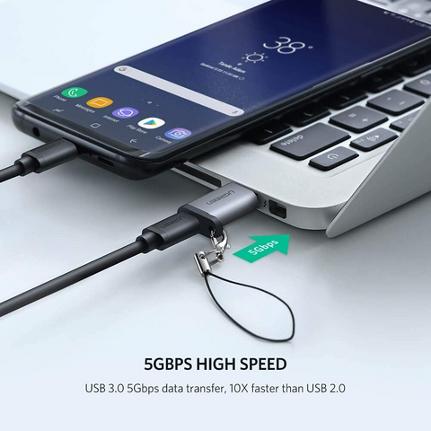 محول يوجرين US276 من USB 3.0-A ذكر إلى USB-C أنثى - رمادي – صورة 4