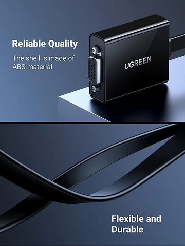 محول يوجرين MM103 من HDMI ذكر إلى VGA أنثى - 25 سم - أسود – صورة 2