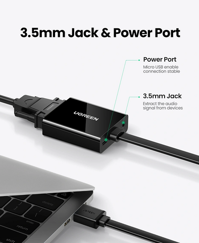 محول يوجرين MM103 من HDMI ذكر إلى VGA أنثى - 25 سم - أسود – صورة 5