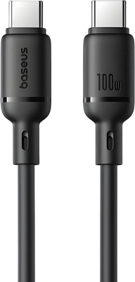بيسوس سيلكي سيريس كابل USB-C إلى USB-C بقدرة 100 واط – 1 متر – أسود