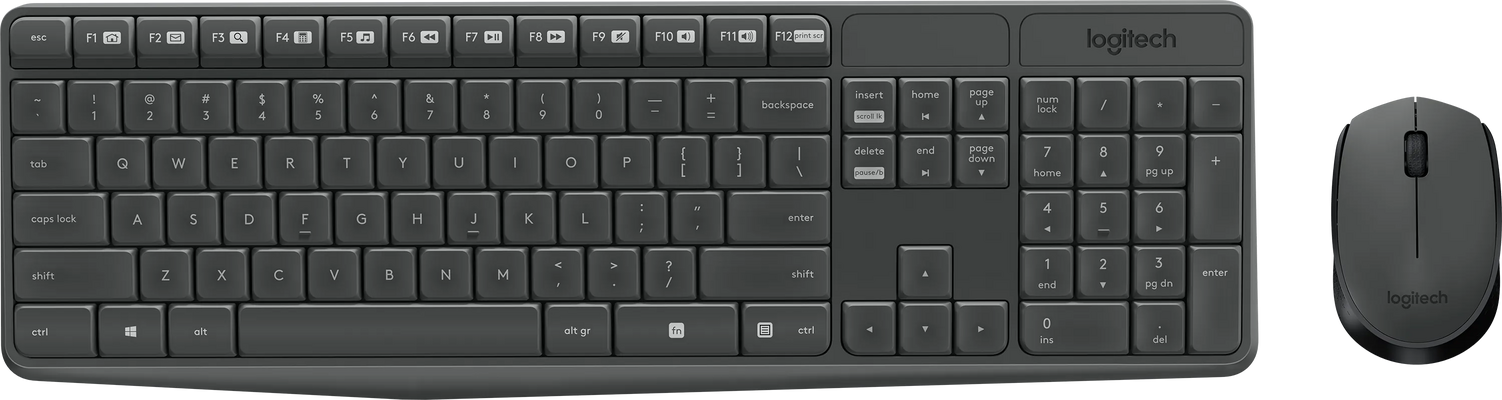 Logitech MK235 Wireless Keyboard and Mouse Combo - Grey