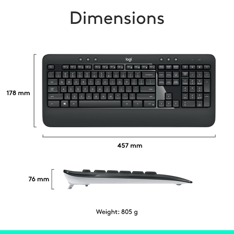 Logitech MK540 Advanced Wireless Keyboard and Mouse Combo - Black – image 4