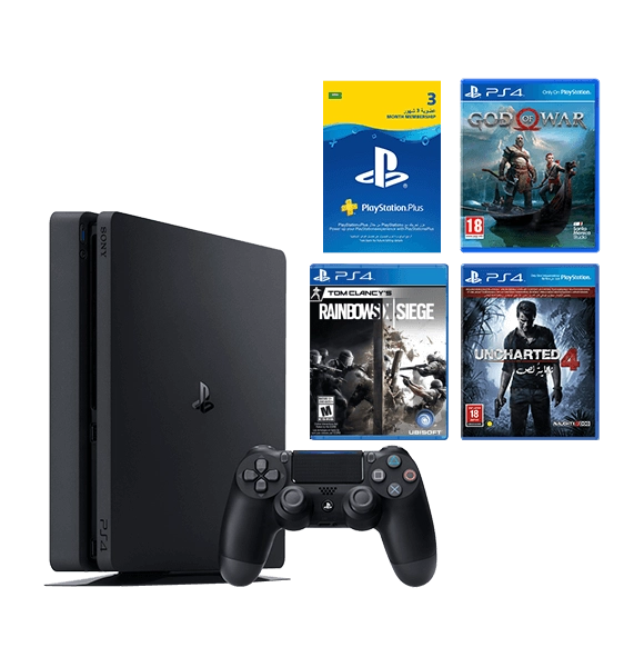 بلايستيشن 4 - 500 جيجا مع (انشارتد 4، جاد اوف وور، رينبو سيكس سيدج)  للبيع في مصر من خلال Games2Egypt