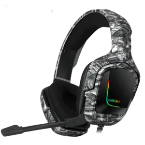 Onikuma K20 RGB Gaming Headphone - Grey in Black Pattern