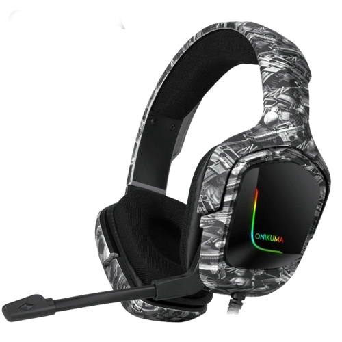 Onikuma K20 RGB Gaming Headphone - Grey in Black Pattern