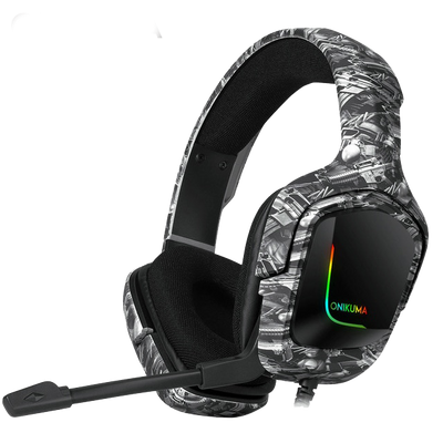 Onikuma K20 RGB Wired Gaming Headphone - Grey and Black Pattern (Camouflage)