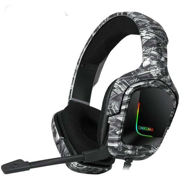 Onikuma K20 RGB Wired Gaming Headphone - Grey and Black Pattern (Camouflage)
