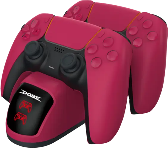 DOBE Stardust Red Handle Dual Charger Base for PS5 - Cosmic Red