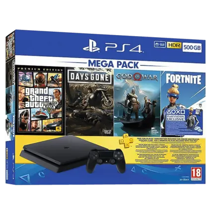 PlayStation Slim 500GB MEGA PACK Console with (3 PS5 Games + 3 Months PSN )  