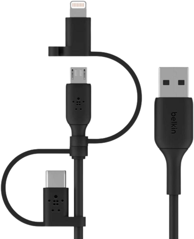 Belkin USB To Lightning / Micro / Type C 3 in 1 Boost Charge Cable ( 1M ) -  Black