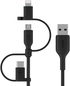 Belkin USB To Lightning / Micro / Type C 3 in 1 Boost Charge Cable ( 1M ) -  Black -  for sale in Egypt from Games2Egypt