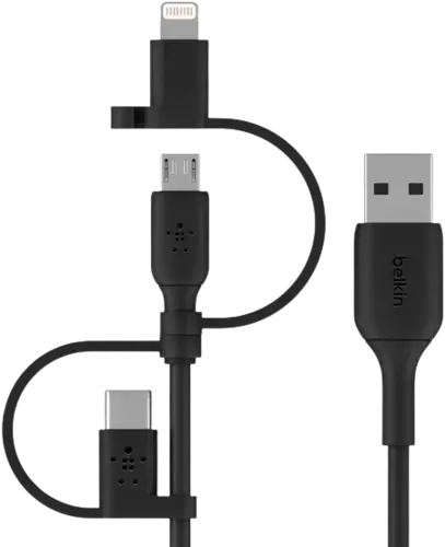 Belkin USB To Lightning / Micro / Type C 3 in 1 Boost Charge Cable ( 1M ) -  Black