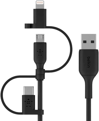 Belkin USB To Lightning / Micro / Type C 3 in 1 Boost Charge Cable ( 1M ) - Black