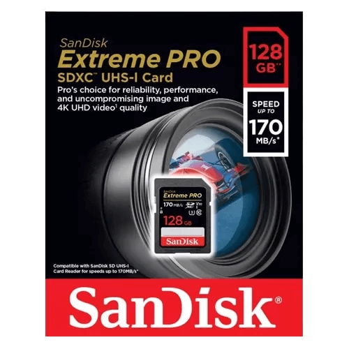 SanDisk Extreme PRO 128GB MicroSD UHS-I 170 MB/s Memory Card with Adapter