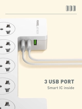 Ldnio SC5309 Power Strip with 3 USB ports with 5 Power Sockets