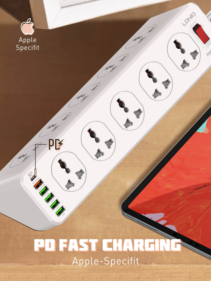 LDNIO SC10610 Power Strip - 10 SOCKETS With 6 USB PORTS – image 5