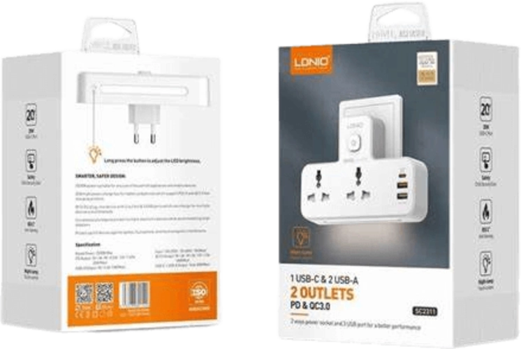 Ldnio SC2311 Power Strip with 1 USB-C and 2 USB-A and 2 Power Socket