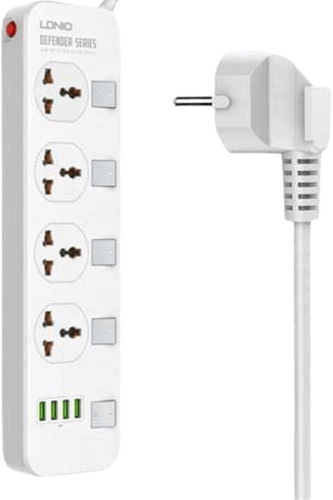 Ldnio SC4408 Power Strip with 4 USB Ports and 4 Power Sockets