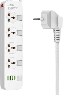 Ldnio SC4408 Power Strip with 4 USB Ports and 4 Power Sockets