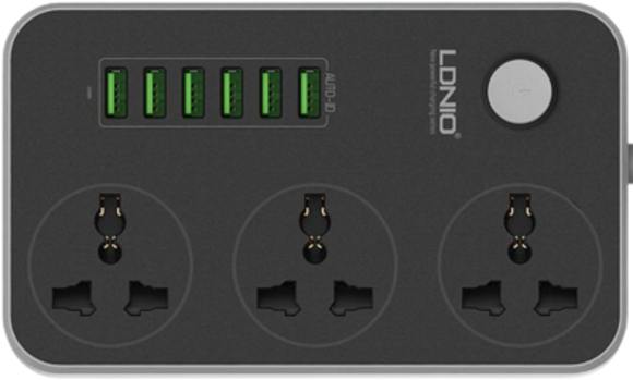 LDNIO SC3604 Power Strip with 6 USB Ports and 3 Power Sockets