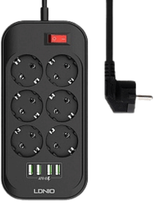 Original Ldnio SE6403 Power Strip with 4 USB Ports and 6 Power Sockets  -  for sale in Egypt from Games2Egypt