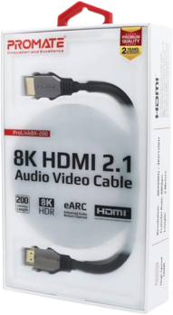 Promate HDMI 2.1 Cable, Premium High-Speed 48Gbps 8K HDMI to HDMI - 2m