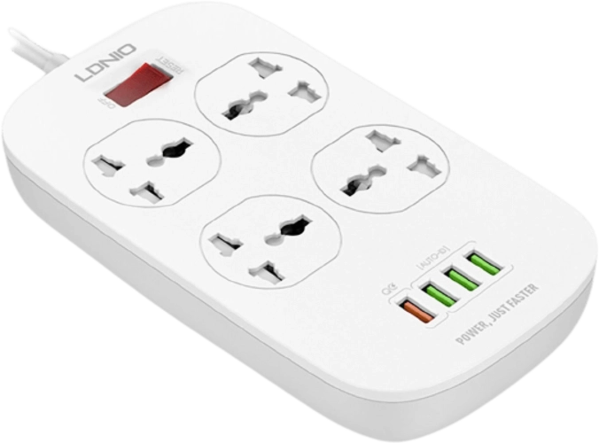 LDNIO DEFENDER SERIES SC4407 - 4 Power Socket 4 + USB