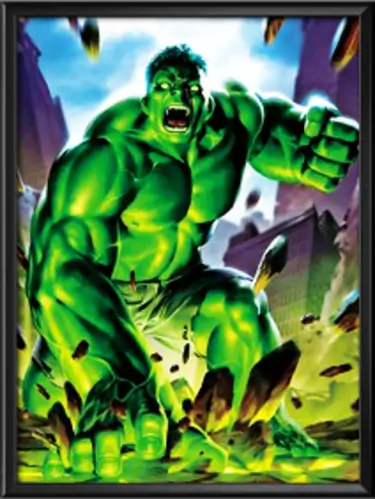 Hulk in 3 Different Scenes - 3D Marvel Poster 