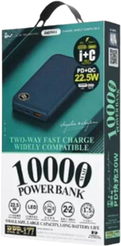 Remax RPP-177 10000 mah LED Power Bank with 22.5W - Black