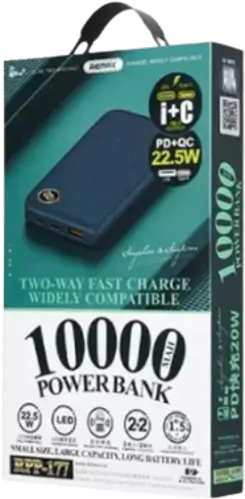 Remax RPP-177 10000 mah LED Power Bank with 22.5W - Black