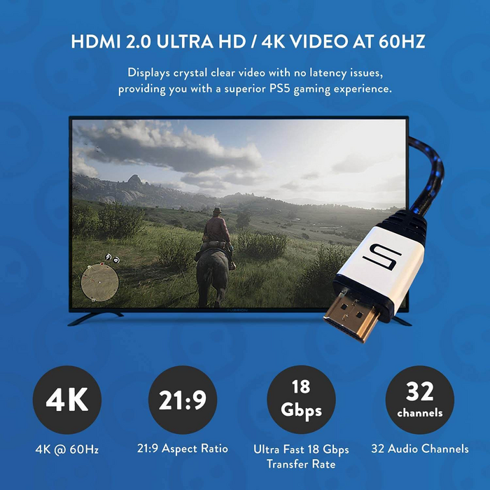 كابل 4K HD HDMI 2.0 مرخص من مايكروسوفت من نومسكل  (تصميم بلاي ستيشن 5)  للبيع في مصر من خلال Games2Egypt
