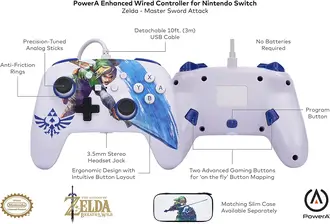 PowerA Enhanced Zelda Wired Controller for Nintendo Switch - Master Sword Attack