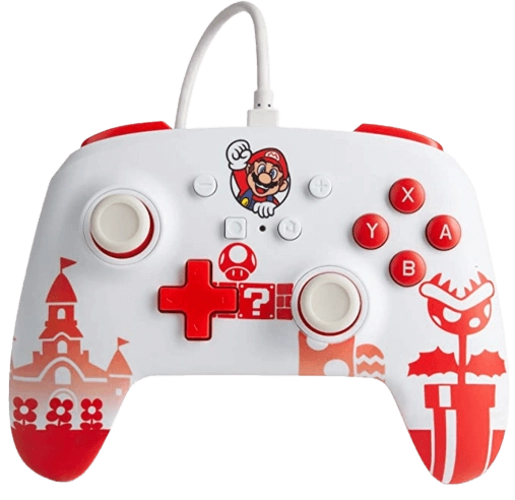 PowerA Enhanced Wired Controller for Nintendo Switch - Mario Red & White