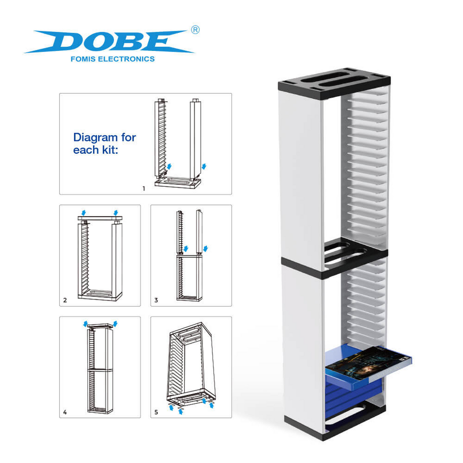 Dobe Vertical Storage Stand for Video Game Cards - White - 36 Slots – image 3
