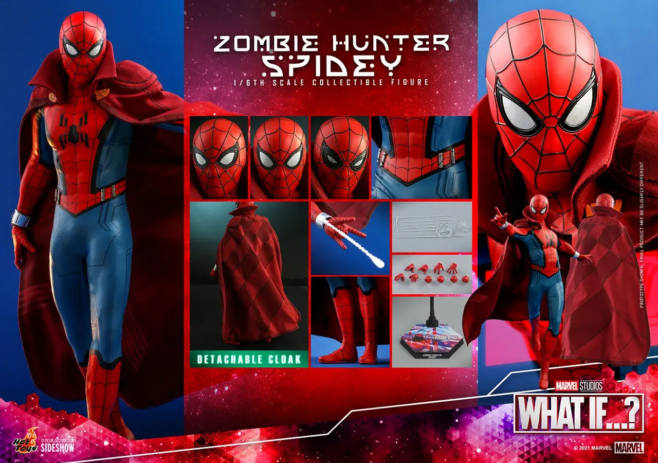 Sideshow Collectibles HT Marvel Zombie Hunter Spider Man with Cloak 1:6 Action Figure – image 7