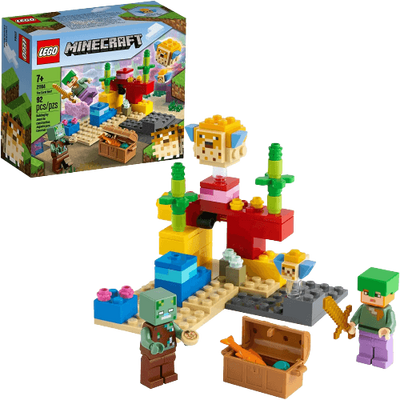 LEGO Minecraft The Coral Reef Hands-on Minecraft Marine Toy - 92 Pieces (21164)